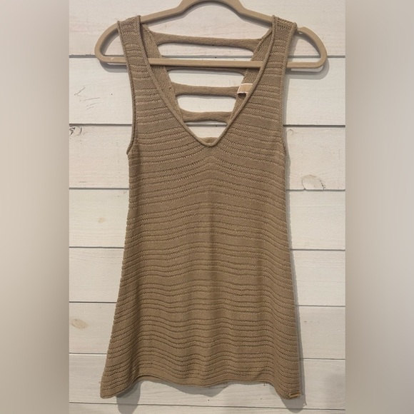 Michael Kors Tan Ribbed Cut Out Sleeveless cover up - Picture 1 of 10